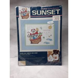 Vintage Dimensions Sunset Counted Cross Stitch Kit Land Ho! Birth Record